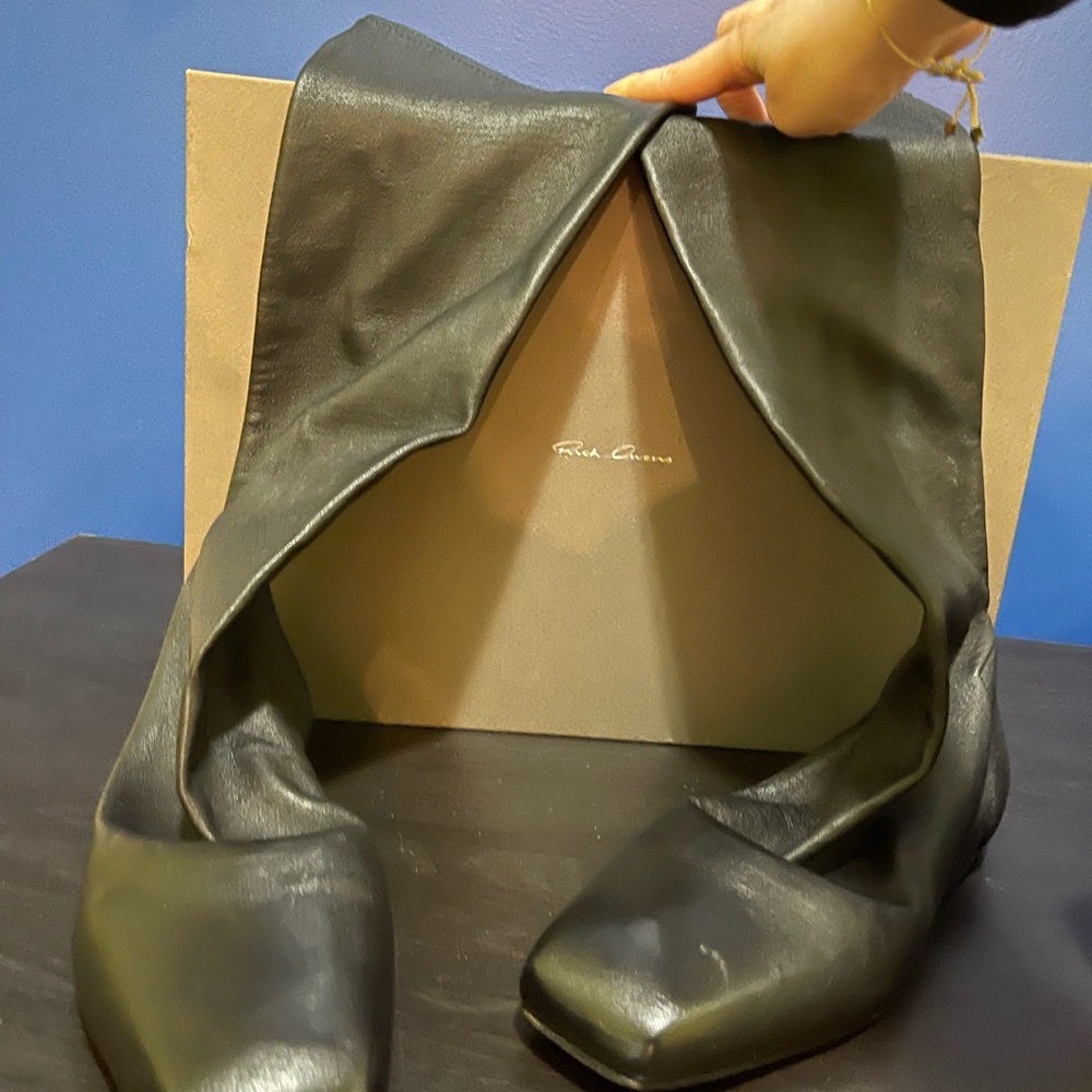 Rick Owens  Leather Square Sock Boot